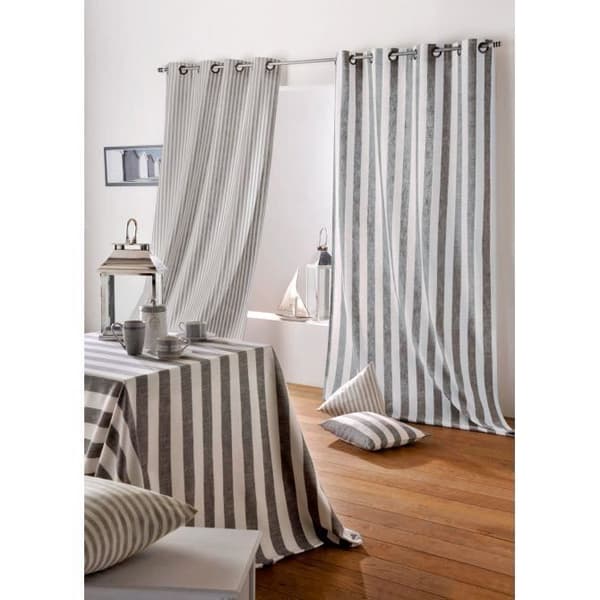 Genomföringsgardin RABANNE - Färg - Grå-Vit, Storlek - 135x265