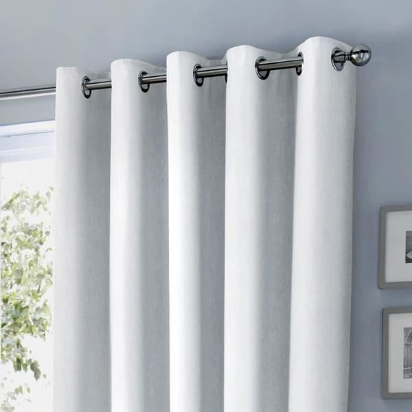 Fusion - Sorbonne - 100 % bomull Par öglagardiner - 229 cm Bredd X 183 cm Drop (229 X 183 cm) i vitt