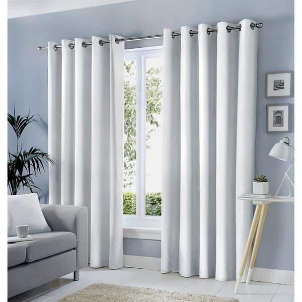 Fusion - Sorbonne - 100 % bomull Par öglagardiner - 229 cm Bredd X 183 cm Drop (229 X 183 cm) i vitt