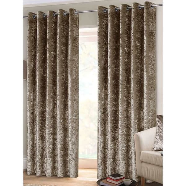 Belle Maison Fodrade Eyelet Gardiner, Crushed Velvet Range, 46x72 Mink