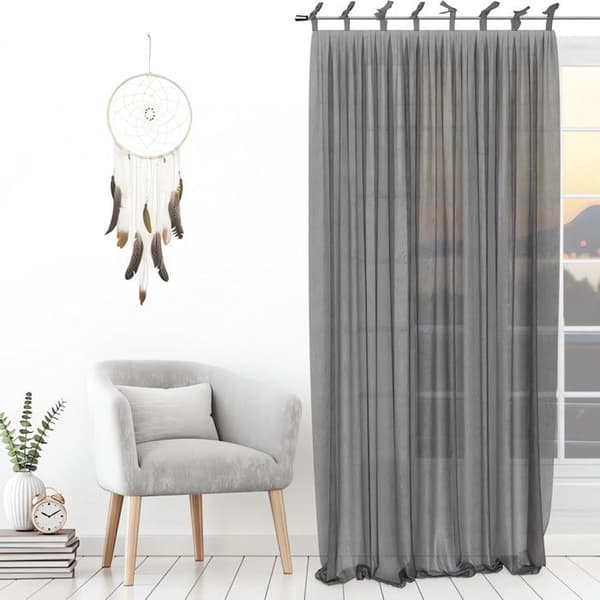 Voile med knytband 135x250 cm SPIRIT grå, av Soleil d'ocre