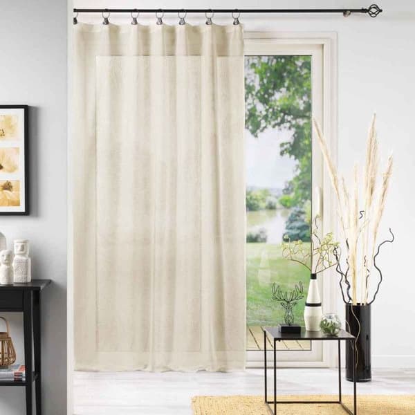 Gardinstång med ringar - PARIS PRIX - Modell linka - 140x240cm - Färg Natur - Vävd