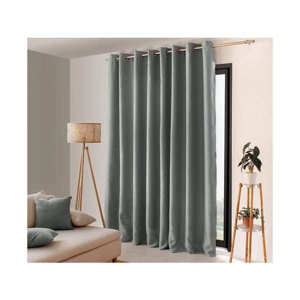 Mörkläggningsgardin - OBSKUR - 300 x 240 cm - Grå - Metallöglor - 100% polyester