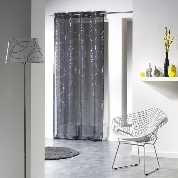 Voile - INOMHEM - BULLY ANTRACIT - 140x240 cm - Metallöljett - Polyester