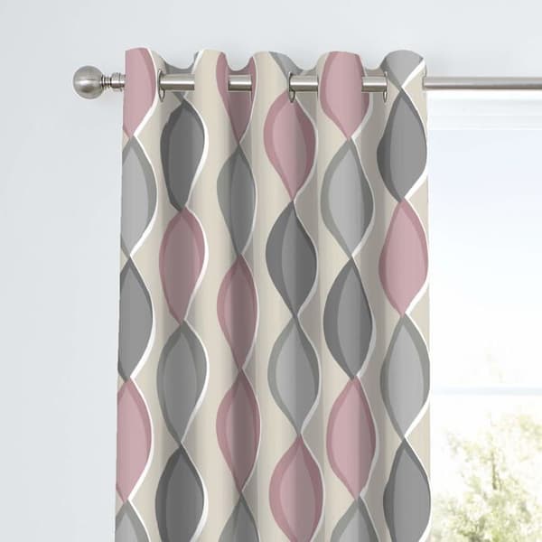 Gardin - dubbla gardiner Fusion - LEXBH90726LZU - Lennox Dubbla gardiner med öljetter 100% Bomull Grå/Rosa 228 x 183 cm