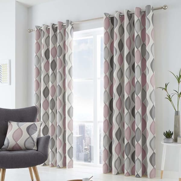 Gardin - dubbla gardiner Fusion - LEXBH90726LZU - Lennox Dubbla gardiner med öljetter 100% Bomull Grå/Rosa 228 x 183 cm