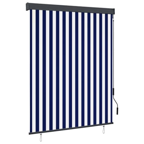 Rullgardin utomhus 140x250 cm blå och vit