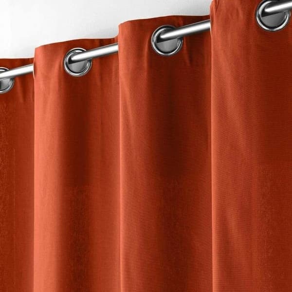 Öljegardin 140 x 240 cm vanlig bomull Panama terrakotta - Orange - Vanlig - Öljetter - 140 x 240 cm