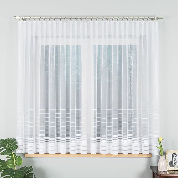 Færdigfremstillet jacquardgardin NELA 400x160cm hvid