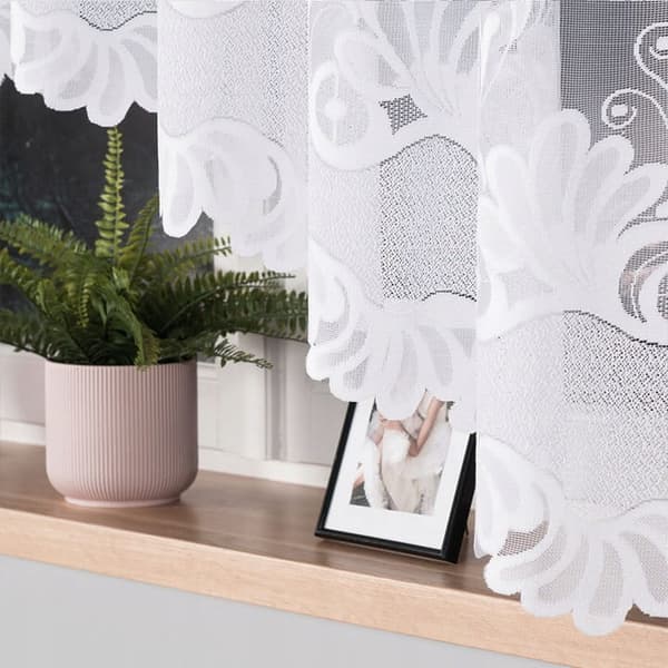 Færdigfremstillet jacquardgardin KASJANA 400x160cm hvid