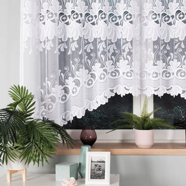 Færdigfremstillet jacquardgardin KASJANA 400x160cm hvid