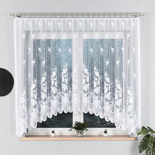 Færdigfremstillet jacquardgardin EDYTA 300x160cm hvid
