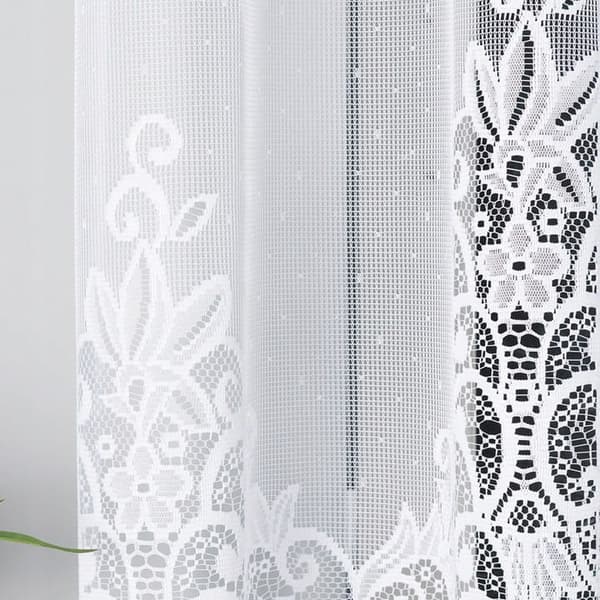 Færdigfremstillet jacquardgardin BERENIKA 330x140cm hvid