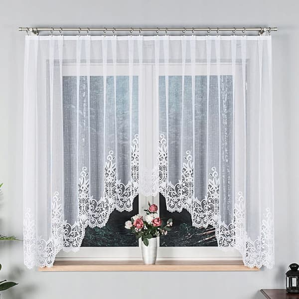 Færdigfremstillet jacquardgardin BERENIKA 330x140cm hvid
