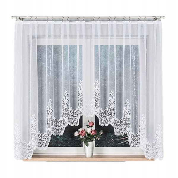 Færdigfremstillet jacquardgardin BERENIKA 330x140cm hvid