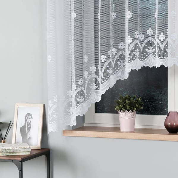 Færdigfremstillet jacquardgardin FLORENTYNA 330X160cm hvid