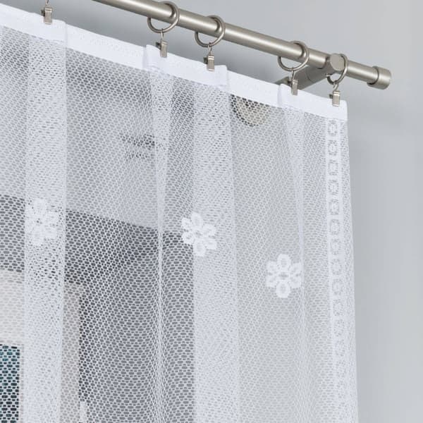 Færdigfremstillet jacquardgardin FLORENTYNA 330X160cm hvid