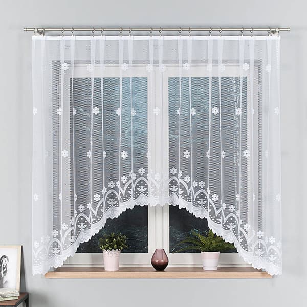 Færdigfremstillet jacquardgardin FLORENTYNA 330X160cm hvid
