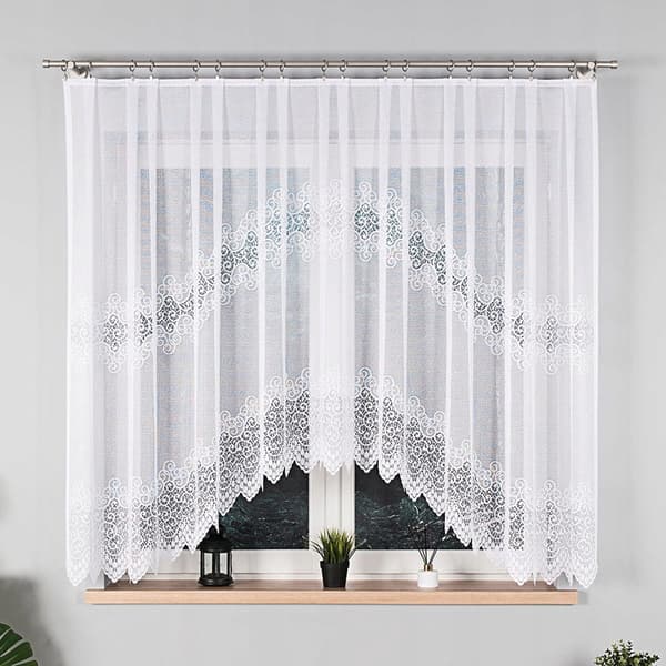 Færdigfremstillet jacquardgardin VIOLETTA 250X120cm hvid
