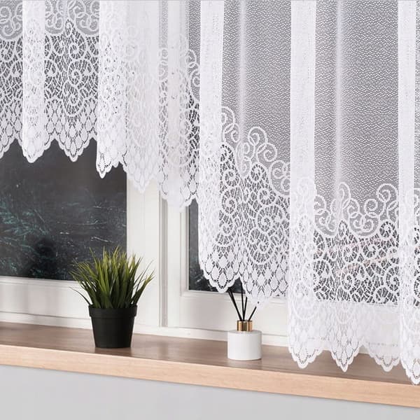 Færdigfremstillet jacquardgardin VIOLETTA 250X120cm hvid