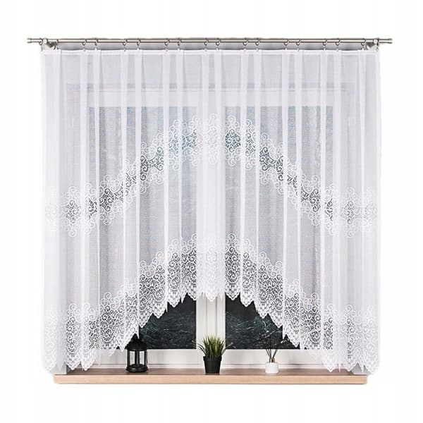 Færdigfremstillet jacquardgardin VIOLETTA 400X160cm hvid