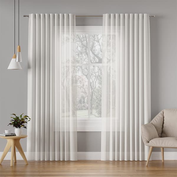 Gardin med öljettband 145x250 Basic enfärgad vit