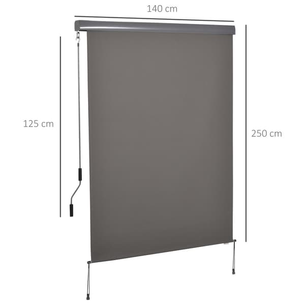 Vertikal Markise, 140x250 cm, Grå