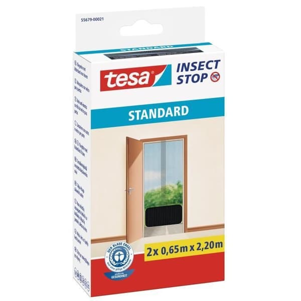 TESA Standard myggnät för dörrar - 2 m x 0,65 m x 2 m - Svart