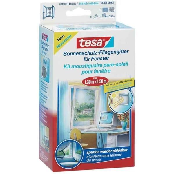 Myggnät - TESA - 1,30 m x 1,50 m - Solskydd - Tvättbart - Avtagbart utan spår