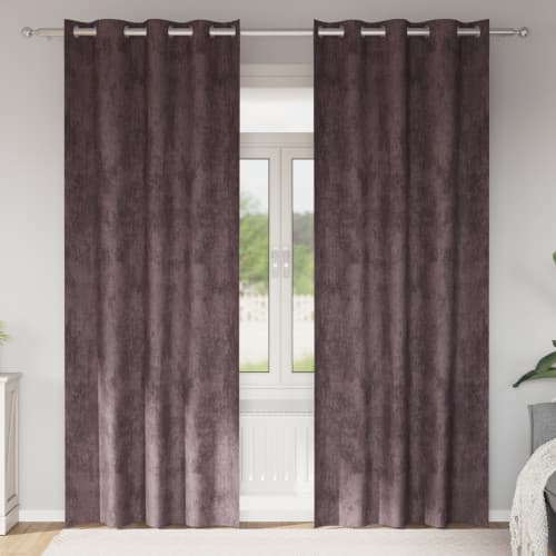 Sammet Gardiner 2 st med Öglor Brun 260x140 cm