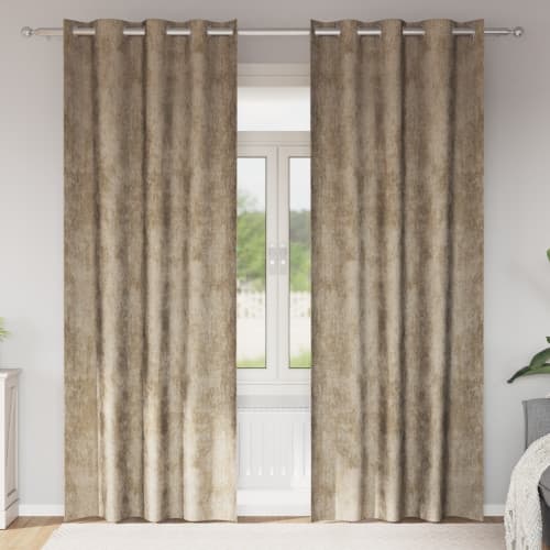 sammetsgardiner 2 st med öglor Champagne 260x140 cm