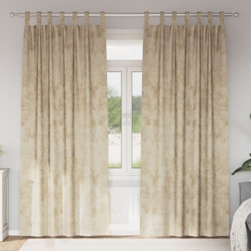 Sammetsgardiner 2 st med öglor Grädde 260x140 cm