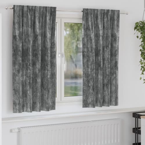 Sammetsgardiner 2 st med Öglor Grå 175x140 cm