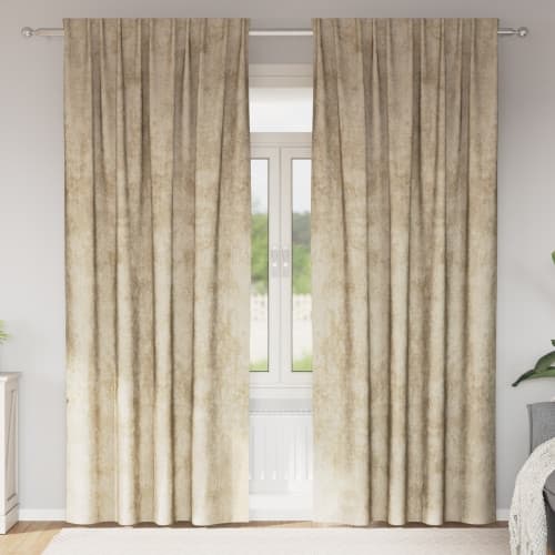 Sammetsgardiner 2 st med öljett Grädde 260x140 cm