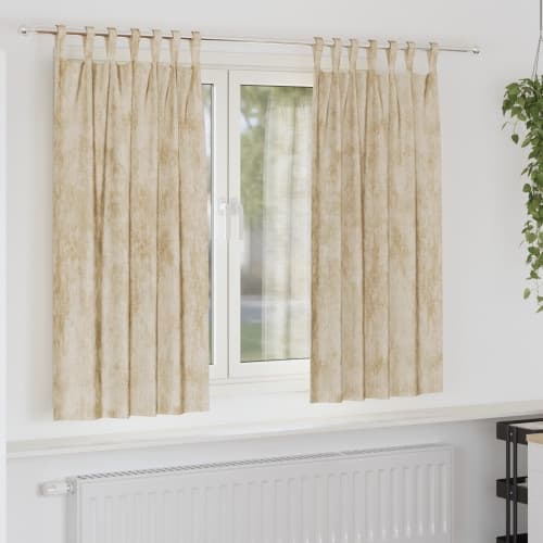 Sammetsgardiner 2 st med öljett Grädde 175x140 cm