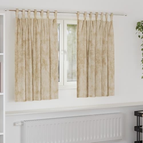 Sammetsgardiner 2 st med öljett Grädde 140x140 cm