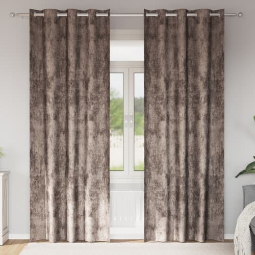 Sammetsgardiner 2 st med Öglor Kappuccino 260x140 cm