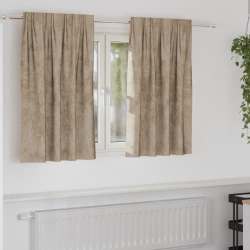 Sammetgardiner 2 st med Öglor Champagne 140x140 cm