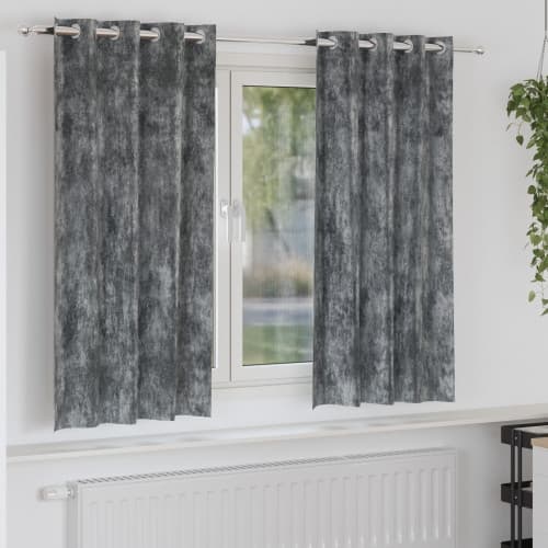 Sammetsgardiner 2 st med Öljett Grå 175x140 cm