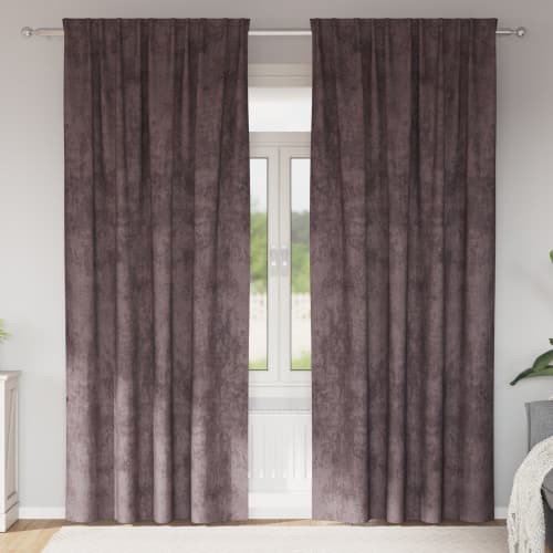 Sammet Gardiner 2 st med Öljett Brun 260x140 cm