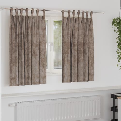 Sammet Gardiner 2 st med Öljett Cappuccino 140x140 cm