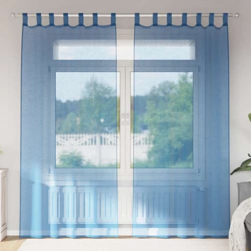 Voile gardiner med öglor 2 st kungsblå 140x225 cm