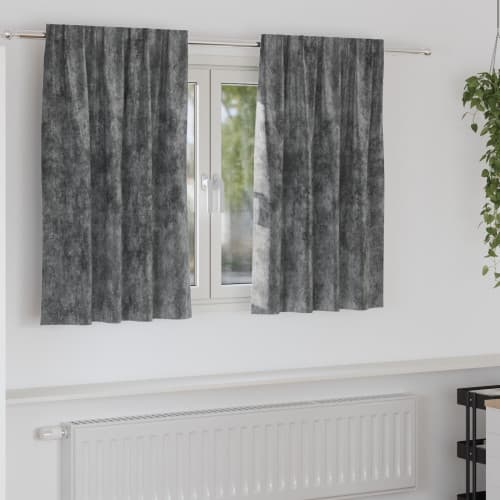 Velvet Gardiner 2 st med öglor Grå 140x140 cm