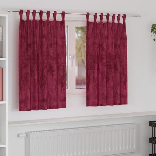 sammetgardiner Vinröd Polyester 140 x 140 cm