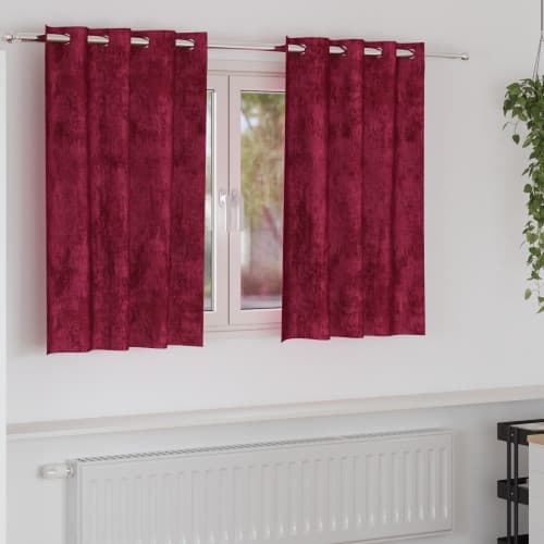 Sammetgardiner Vinröd Polyester 140 x 140 cm Gardin Rektangulär
