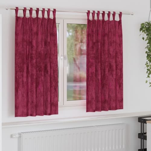 Sammetsgardiner 2 st med Öglor Vinröd 175x140 cm