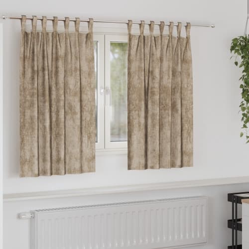Sammetgardiner 2 st med Öglor Champagne 140x140 cm