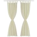 Miniatyrbild 2 av 2: 2-pack gardiner med öglor i gräddvit microsatin 140 x 175 cm