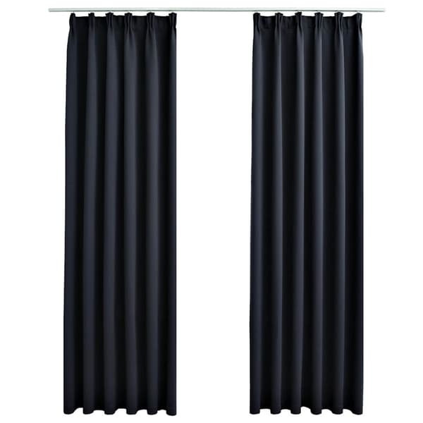 Mörkläggningsgardiner med krokar 2 st antracit 140x175 cm
