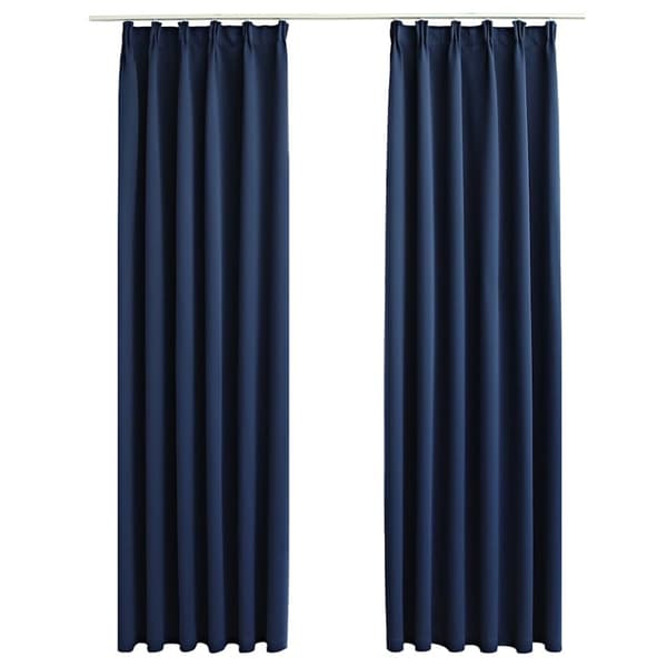 Mörkläggningsgardiner med krokar 2 st blå 140x245 cm